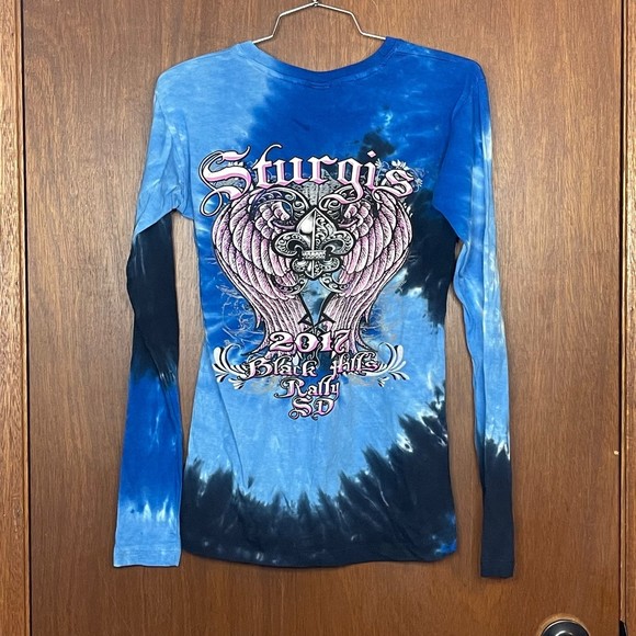 NWT Sturgis Black Hills Rally Tie-Dye Blue Woman’s Tee Size Small - Picture 7 of 7